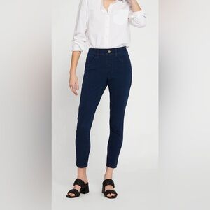 Betabrand Straight Leg Pull On Jeans Womens Large Stretch Dark Wash Travel